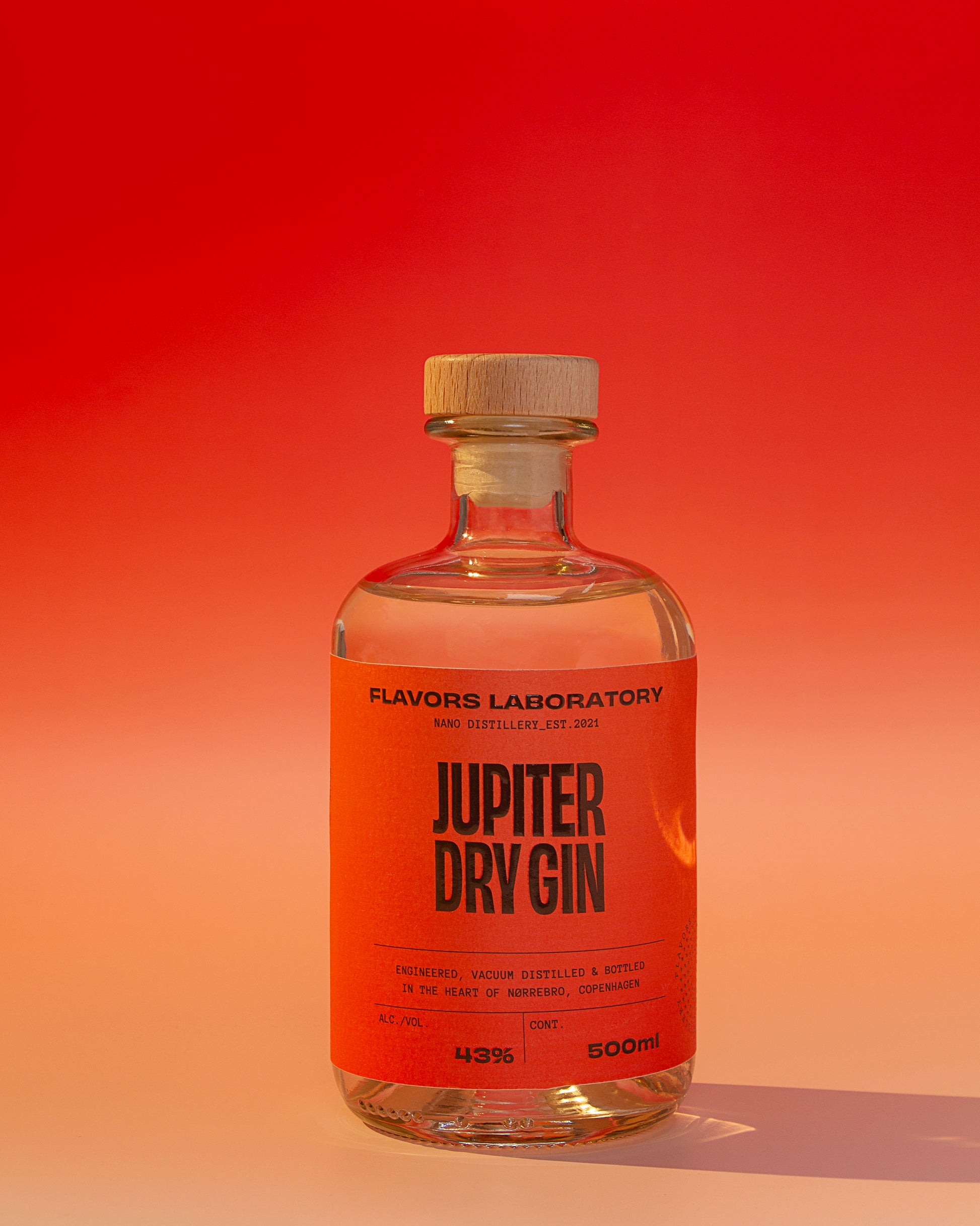Bottle of handcrafted Jupiter Dry Gin from Flavors Laboratory