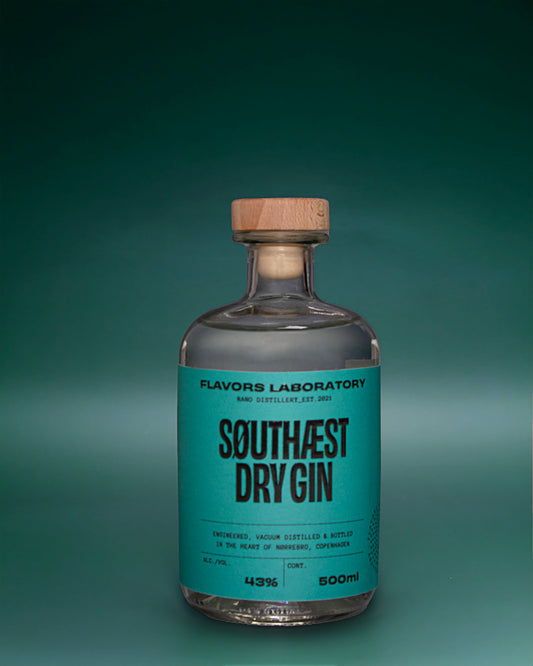 Bottle of handcrafted SøuthÆst Dry Gin from Flavors Laboratory